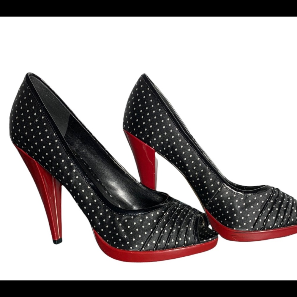 Aldo blAck and white polka dot open toe shoes Size 8